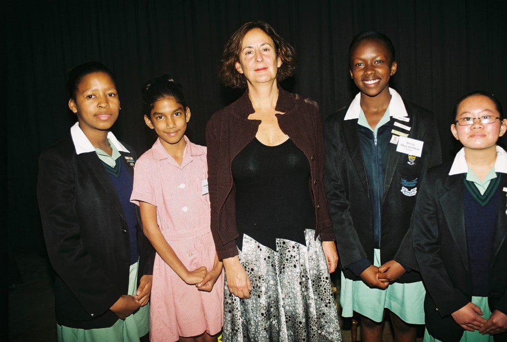 L - R: Lisa George (Jeppe Prep), Zenadene Lazarus (Dunvegan Primary), Gillian Slovo, Melissa Mpoyi Wa Mpoyi (Jeppe Prep) and Stacy Tim (Jeppe Prep).